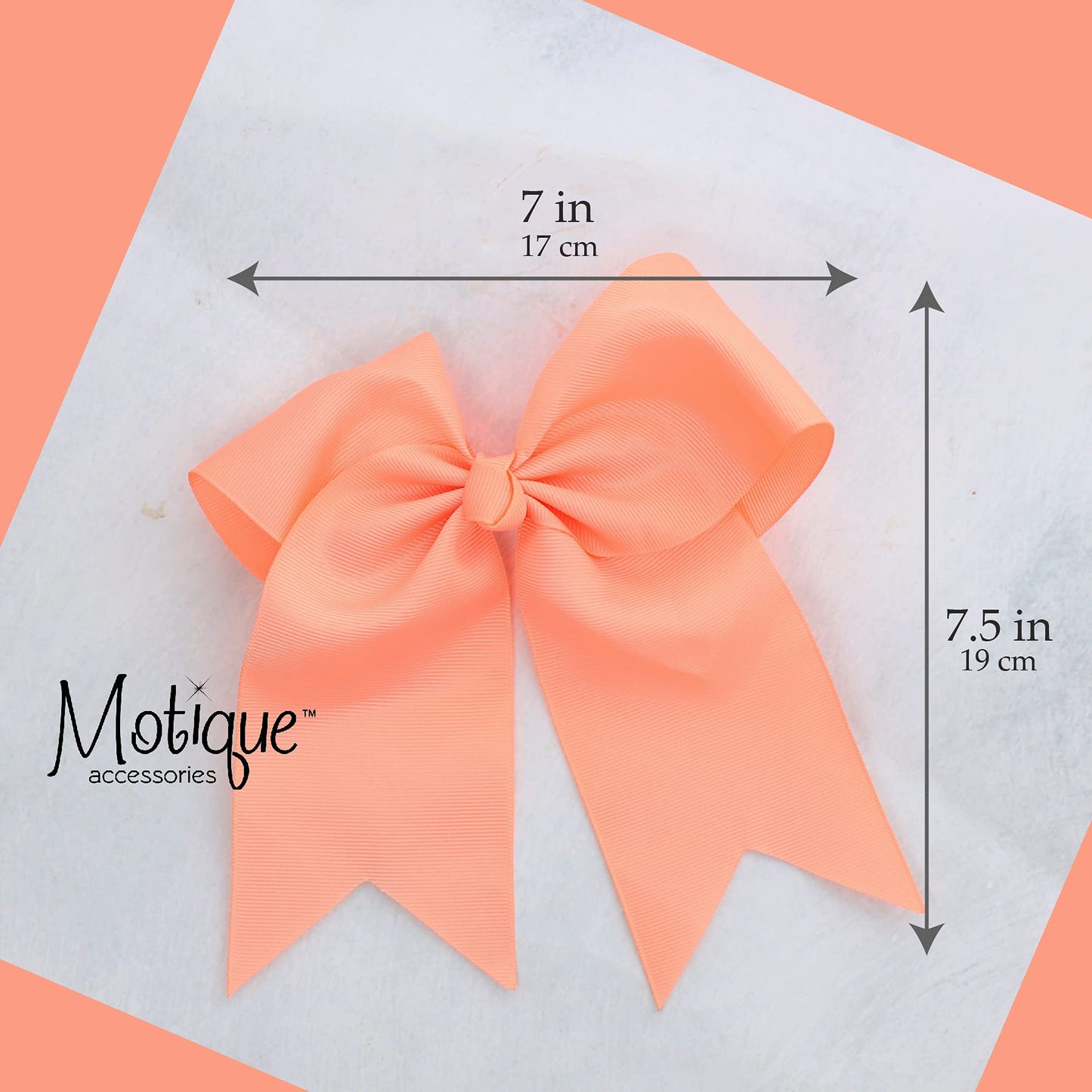 Light Peach Jumbo Bow Clip with Tails for Girls