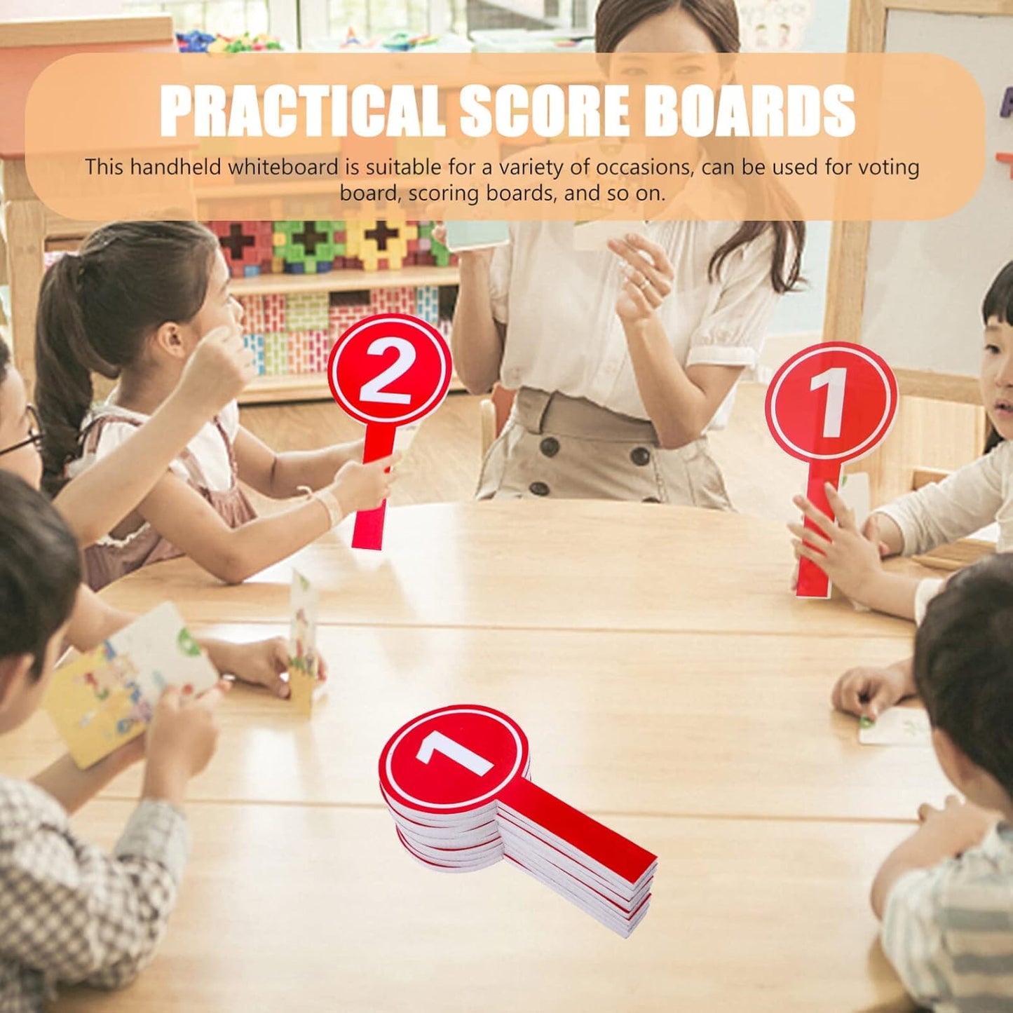 White Board 10Pcs Number Handheld Score Paddles 1-10 Voting Scoreboards Multi-Function Score Boards with Number Handheld Boards (3.9x7.7 Inch) Dry Erase Board