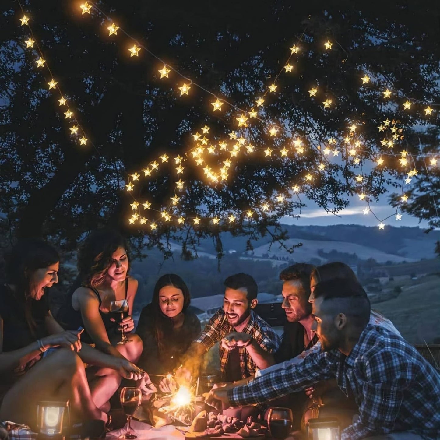 Star String Lights Battery Operated, 20 FT 40 LED 8 Modes Timer Warm White Twinkle Lights Hanging Fairy Light for Bedroom Room Office Party Home Indoor Outdoor Xmas Decor Tree Decorations