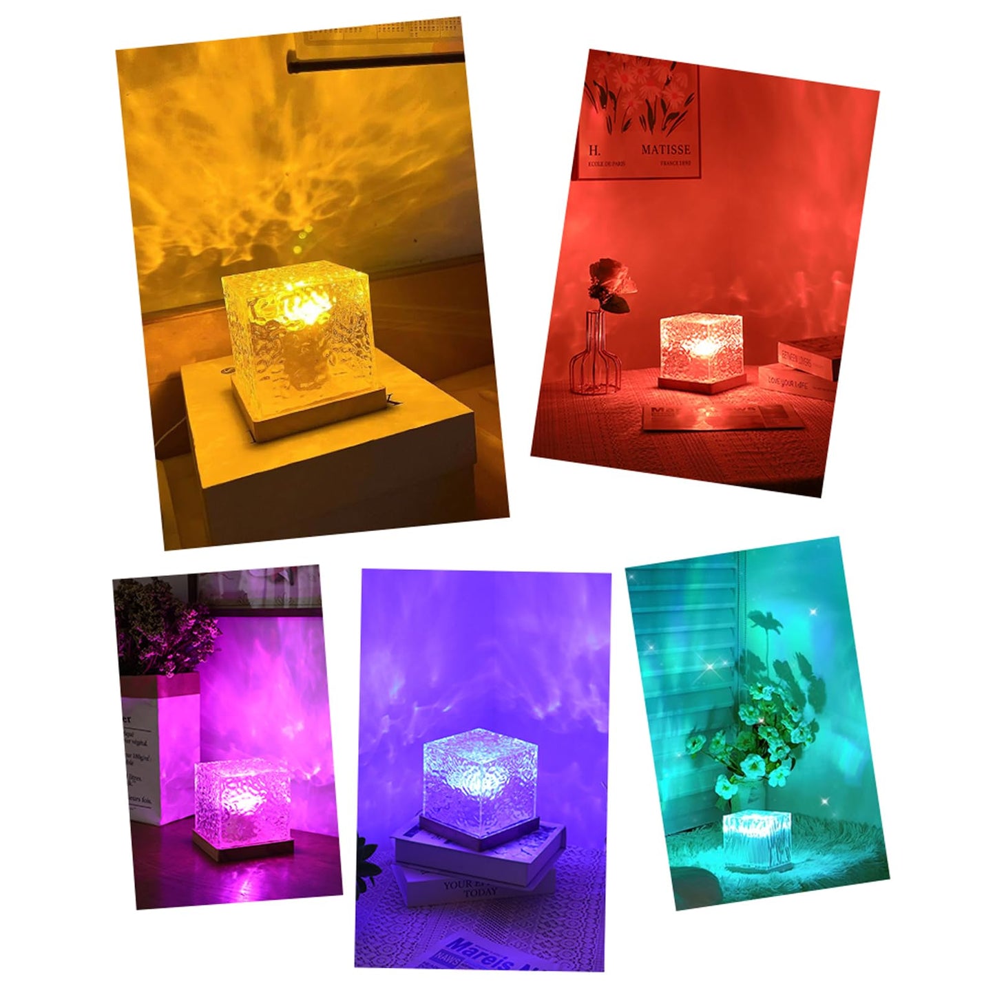 Ocean Wave Projector Light, 16 Colors Rechargeable Luminorthe Cube Lamp with Touch and Remote Control, Bringing Romance and Tranquility