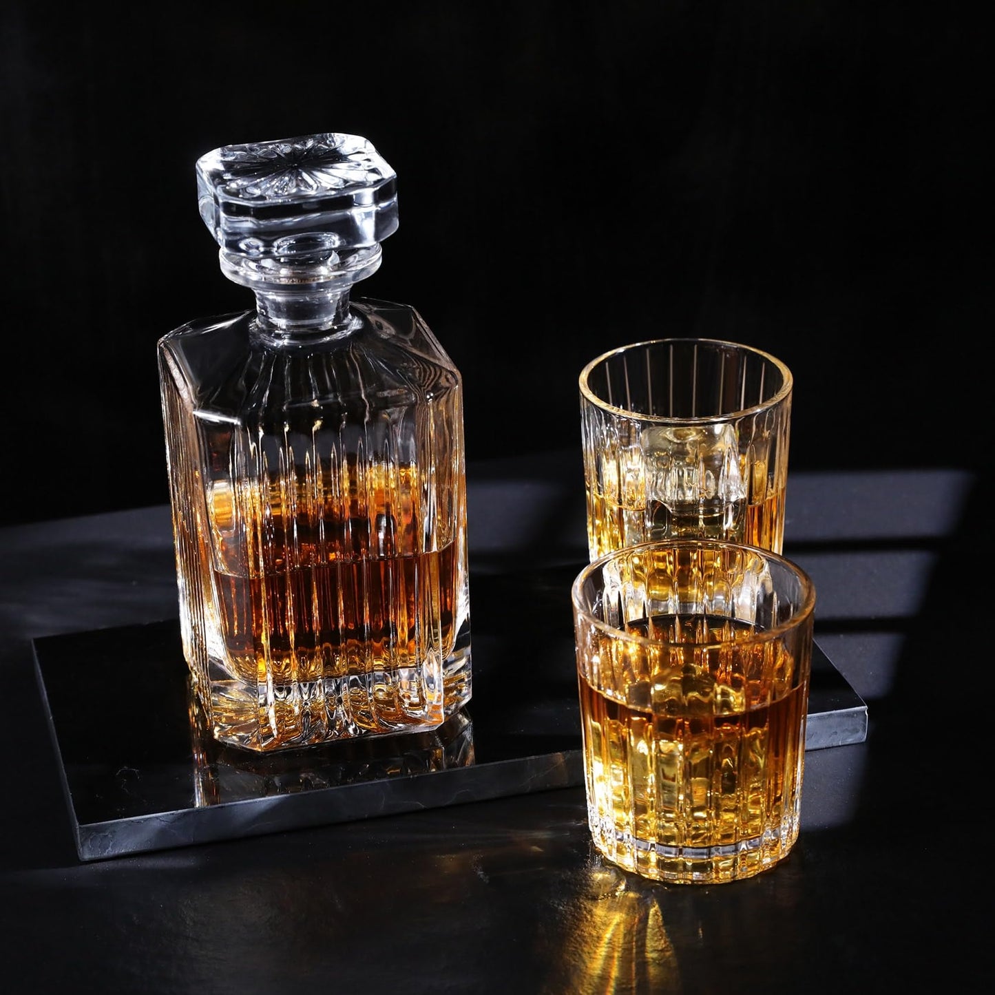 Royalrose Premium VertiLine Whiskey Decanter Set, A Timeless Gift for Men, Whiskey Glassware, 850ml, Anniversary Birthday Gifts for Him Husband Boyfriend (Whiskey Decanter)