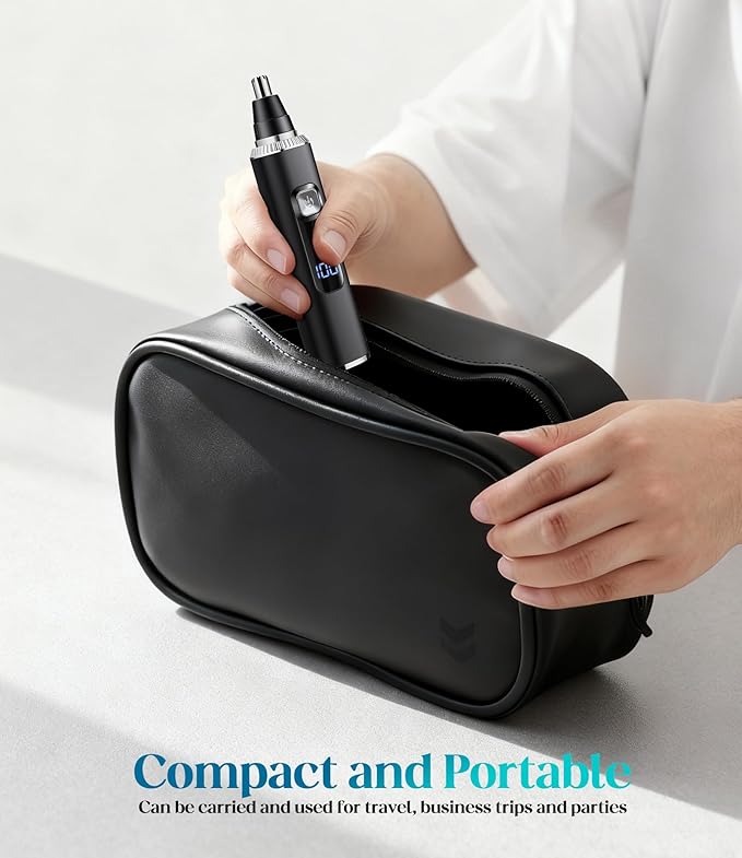 Nose Hair Trimmer for Men and Women, Type-C Rechargeable Precision Groomer with Double-Edged Blades, Painless & IPX7 Waterproof Design for Nose, Ears, Eyebrows and Facial Hair