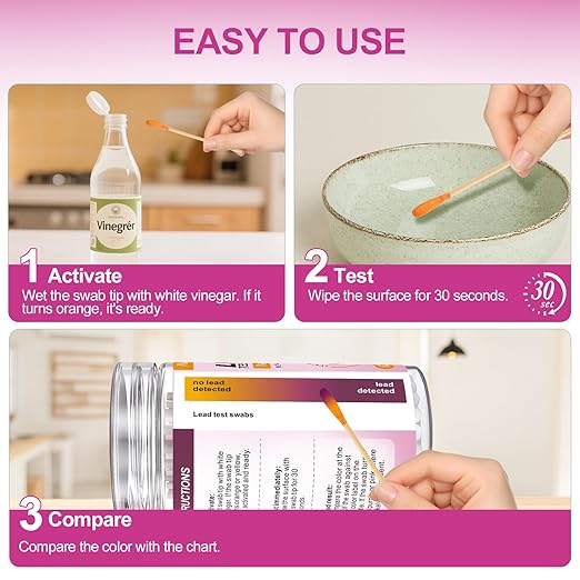 AAwipes Lead Test Kit 60 Swabs Enhanced Lead Testing Formulation at Home Lead Paint Test Kit Testing for Dishes Paint Cups Ceramics and All Surfaces - Quick Results in 30s Lead Detector (60)