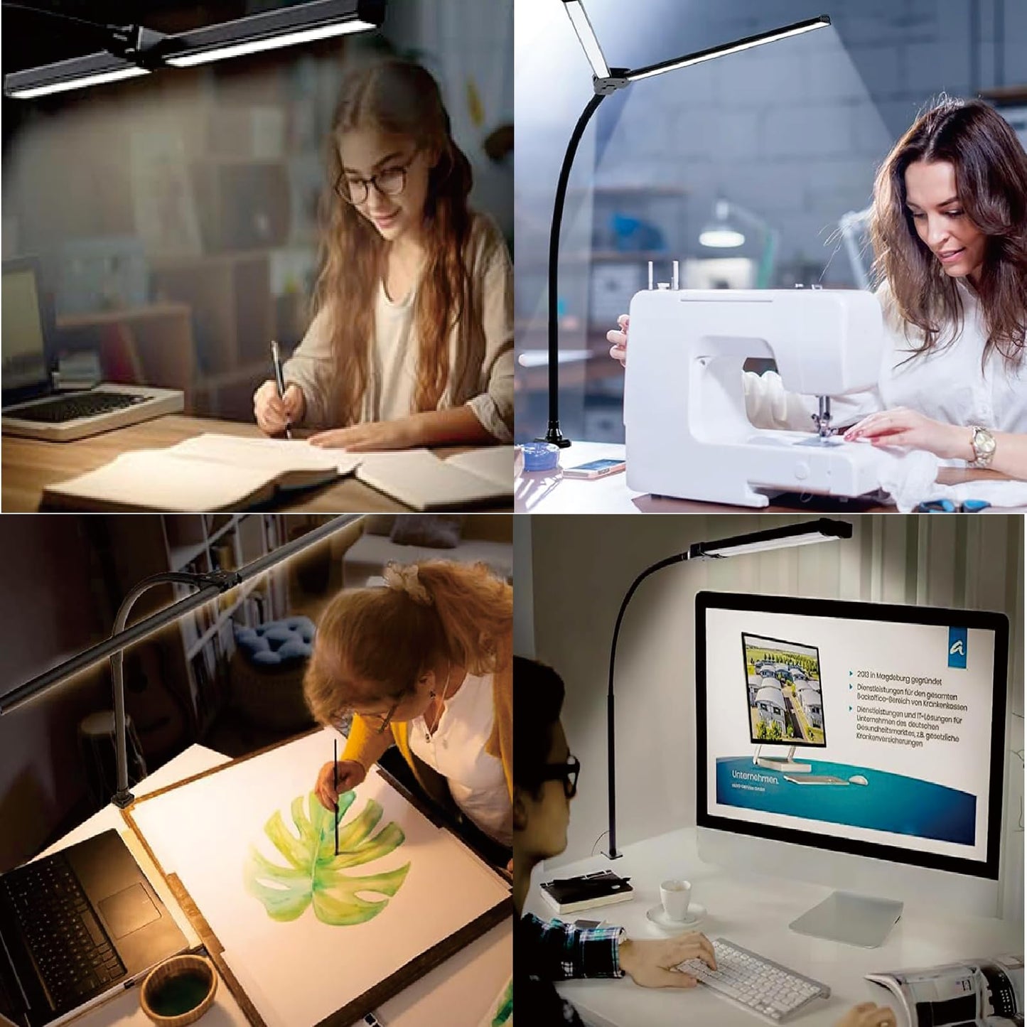LED Desk Lamp for Home Office, Eye Caring Architect Desk Light with Clamp,50 Lighting Models,Remote and Touch Control,24W 2000LM,Memory Function and Timer for Study, Reading,Workbench Black