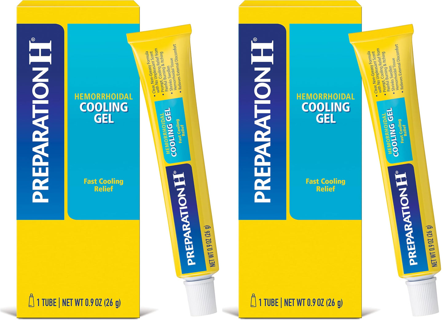 Preparation H Hemorrhoid Cooling Gel with Aloe for Fast Discomfort Relief - 0.9 Oz Tube (Pack of 2)