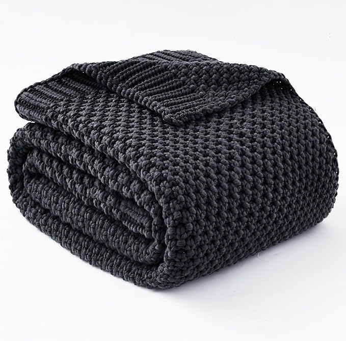 Topcee Knitted Weighted Blanket - 48"x72" 15lbs Cooling Chunky Knit Heavy Blanket for Adults Cable Yarn Knit Decorative No Beads Soft, Cozy and Cooling Weighted Throw Blankets Machine Washable