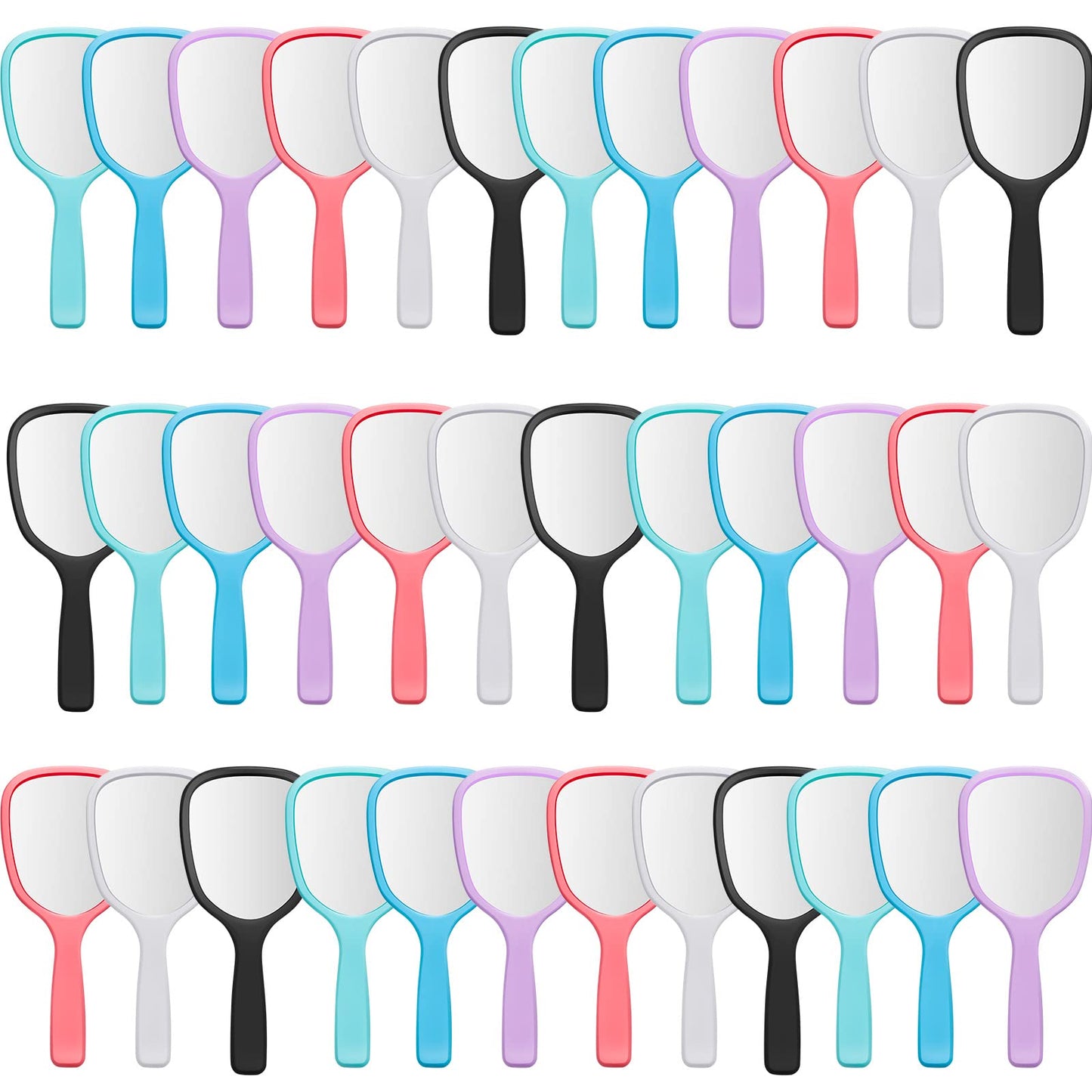 Vinsot 36 Pcs Handheld Mirror Bulk Small Hand Mirrors with Handle Plastic Portable Daily Makeup Tools for Home Travel Camping Da