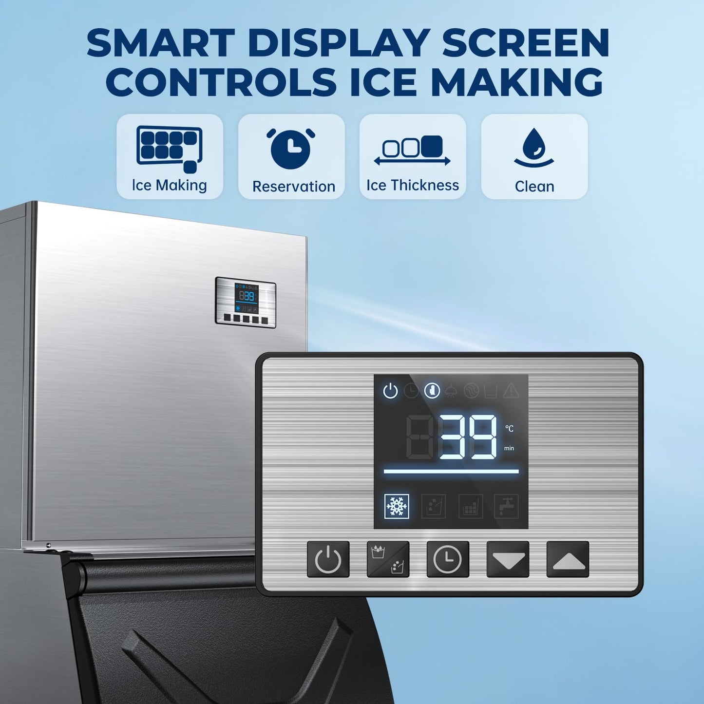 Commercial Ice Maker, 680 LBS/24h with 560 LBS Storage Bin, 210 Ice Cubes Ready in 5-15 min, Stainless Steel & Self Cleaning Industrial Ice Machine Perfect for Bar Restaurant Cafe