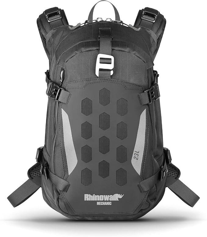 Rhinowalk Motorcycle Backpack Helmet Holder Hydration Bladder Compartment Magnetic Fastening Buckle MOLLE System Rain Cove...