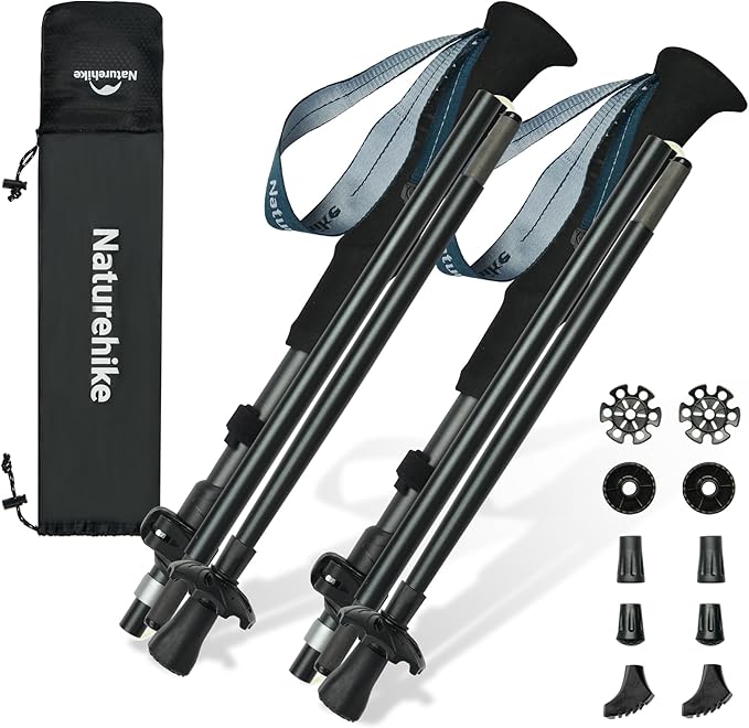 Naturehike Collapsible Hiking & Trekking Poles, 2 PC Adjustable Lightweight Aircraft Aluminum Trekking Poles