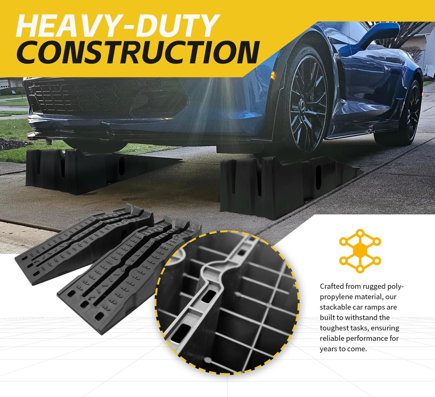 MaxxHaul 50947 Lift Stackable Vehicle Car Ramp 6500 LBS Capacity Per Pair 3250 LBS Per Ramp 2 Pack