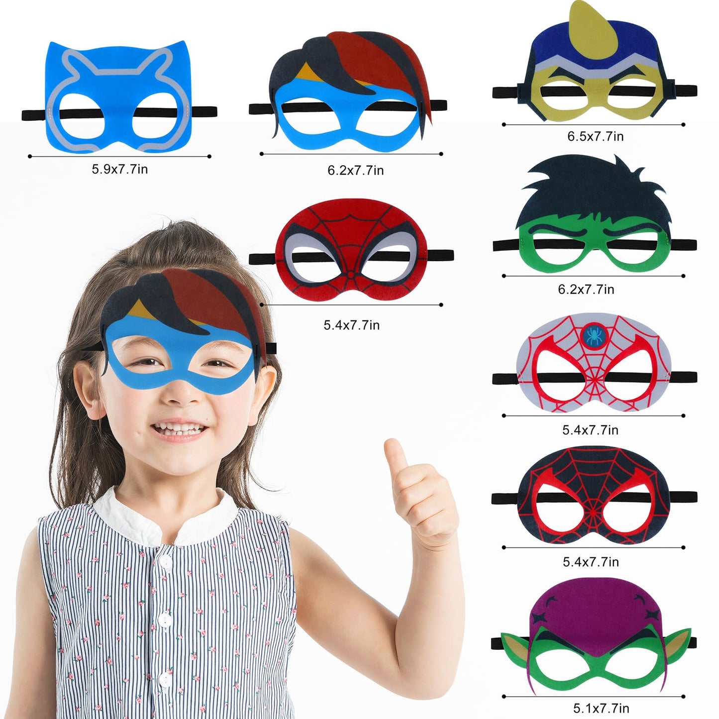 Pitydeda Superhero Masks for kids,16 Packs Super Hero Costumes Party Supplies Birthday Gift Halloween Cosplay Felt Mask for Kid Superheros Favors Decorations
