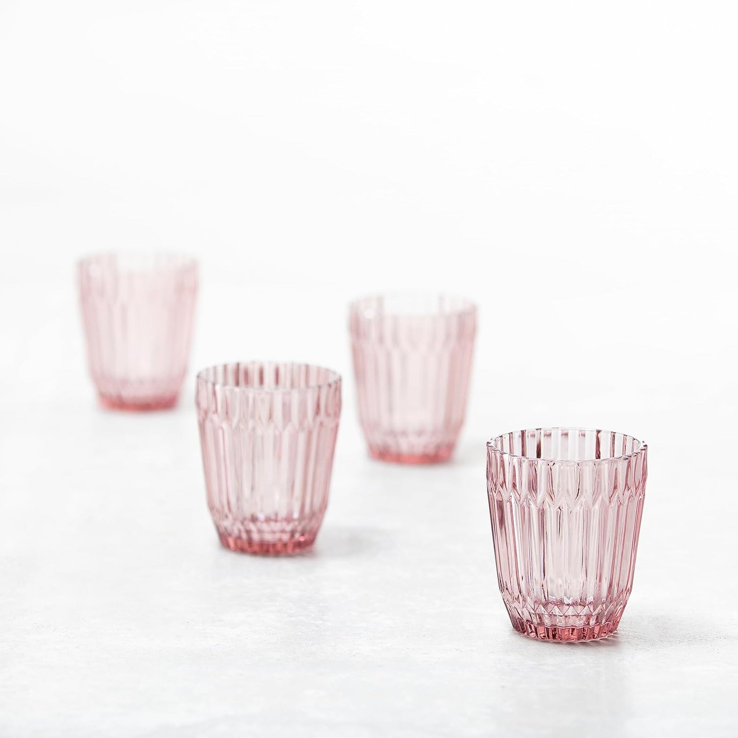 Fortessa Archie Glass Drinkware, Double Old Fashioned (Set of 6), 12.5 Ounce, Pink