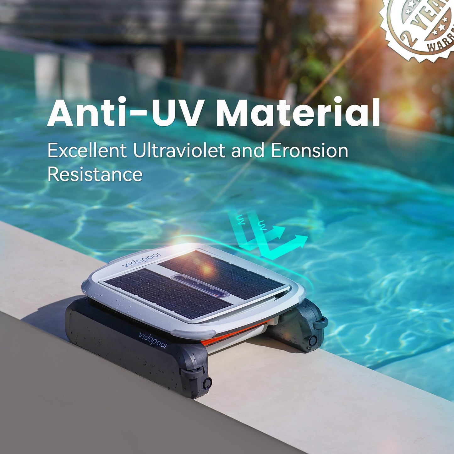 Vidapool Solar Pool Skimmer Robot, Automatic Pool Surface Skimmer Cleaner, Dual Mode Solar Powered Pool Skimmer with Obstacle Avoidance, Day & Night Cleaning for All Swimming Pools-White