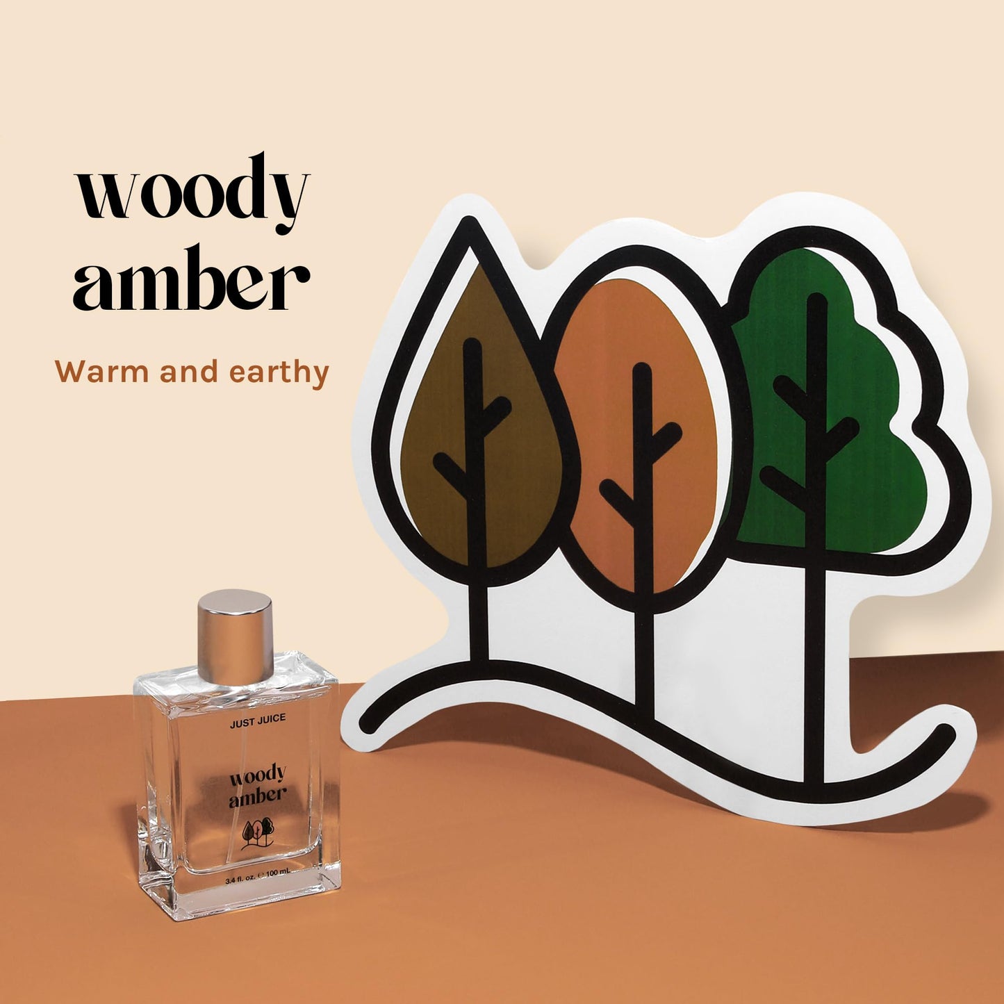 Just Juice Woody Amber - Mini Travel Perfume for Women and Men - Vanilla Perfume with Clove, Tonka Bean, Bonfire Smoke Notes - 0.33 oz