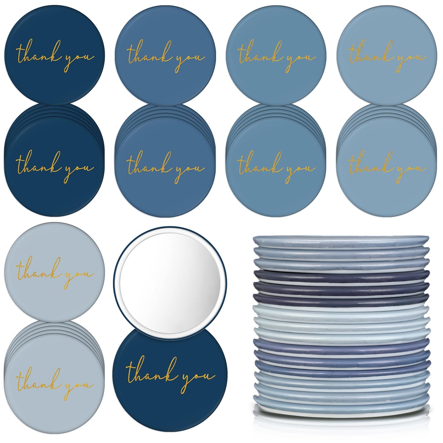 Tioncy 30 Pcs Thank You Compact Mirrors Bulk for Women Mini Purse Pocket Mirrors Back to School Gifts for Teacher Students Appre