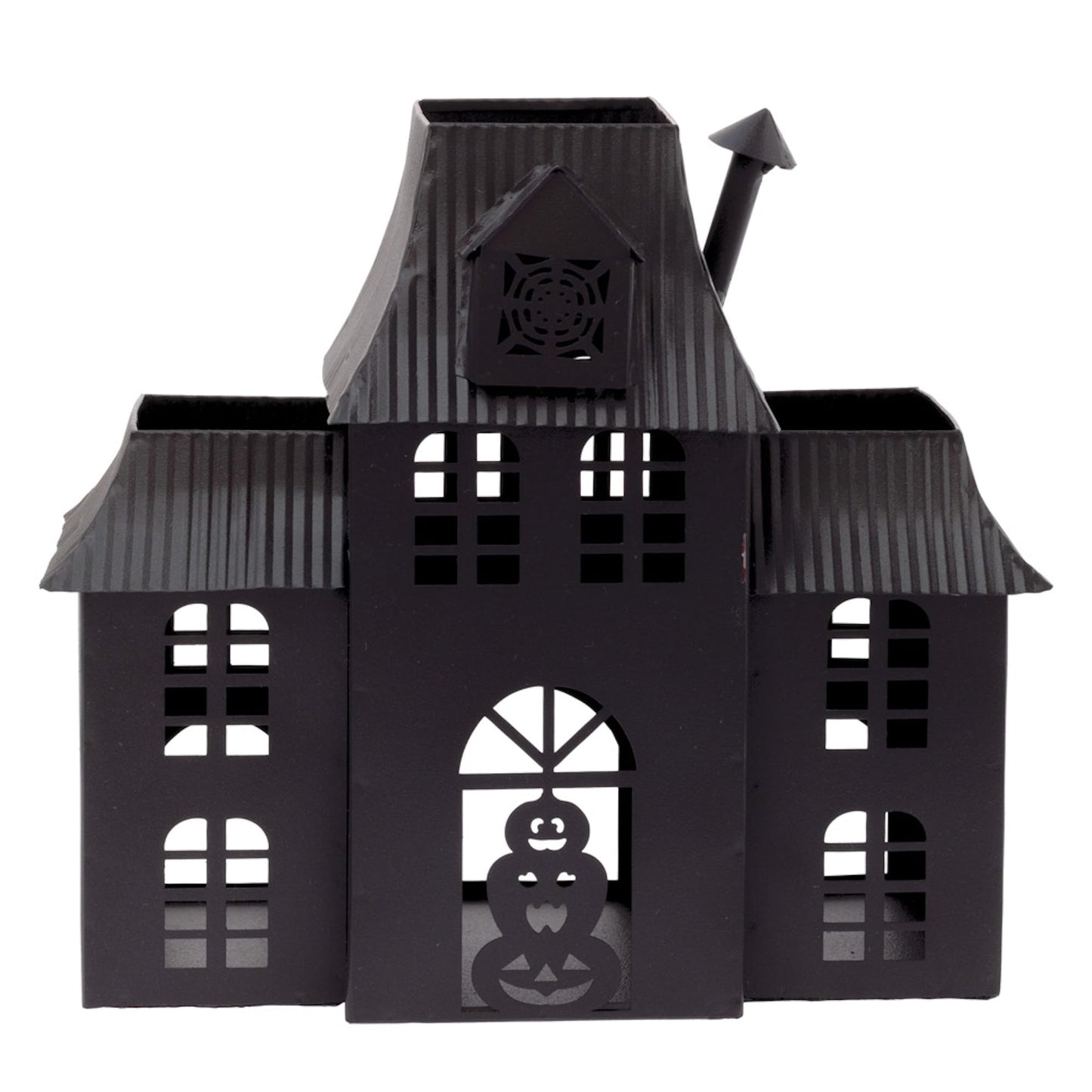 Boston International Halloween Village Black Metal Houses Tabletop Decorations for Home, 10.25" x 9.5", Haunted Mansion