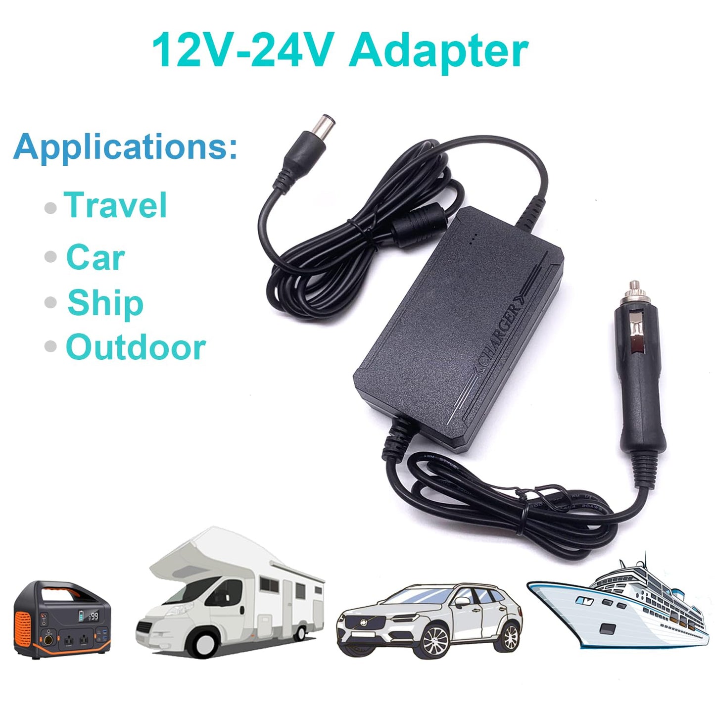 90W Car Charger Adapter for Resmed S10 Series CPAP ResMed Airsense 10 S10 AirCurve 10 Series Resmed S10 370001 37297 Rockpals 300W/500W Vehicle Power Supply