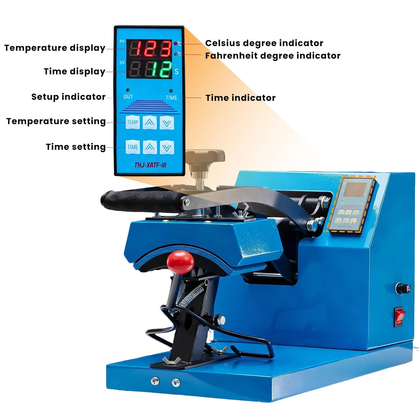 NEWBULIG Hat Heat Press Machine, Heat Mathines for Pressing Cats with Precise Temp Control, 3.2"x5.5" Heating Plate for Baseball Caps, Beanies and Custom Designs, Includes Memory Mode & Safety Base