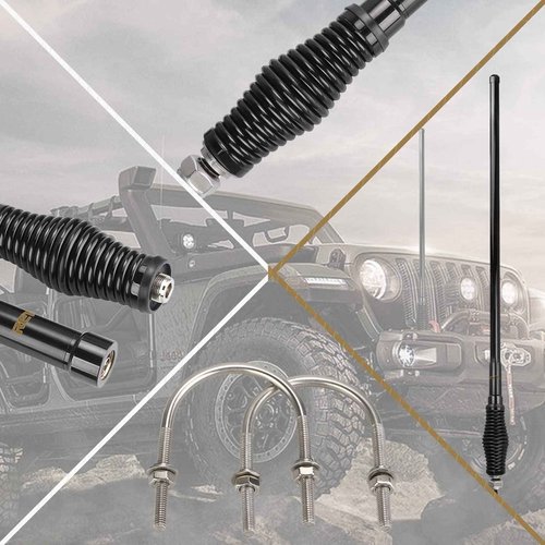 Retevis GMRS Mobile Antenna, Heavy Duty Fiberglass GMRS Antenna, 6.5dB 462-467MHz, Spring Base with 16ft RG-58U Coaxial Cable, Compatible with Midland Radio Retevis RT97 RA86(1Pack)