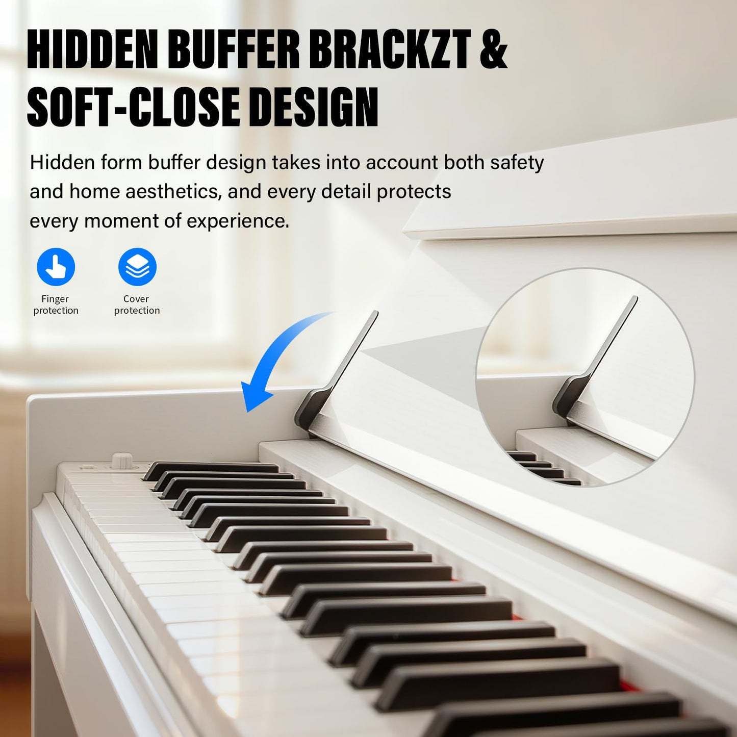 AiJoy 88 Key Weighted Digital Piano Keyboard, Graded Hammer Action Wooden Electric Piano with Cover & Triple Pedal, Sensitive Touch, Support USB MIDI Connect, Recording, Headphone, MP3 Player(White)