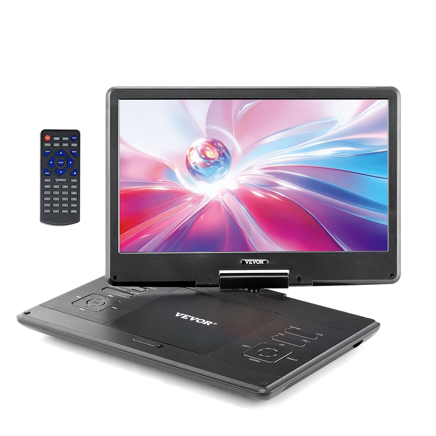 Vevor Portable Dvd Player, 14 Inch Hd Swivel Display Screen, 4.5-5 Hours Built-In Rechargeable Battery, Dual Speakers, Support S