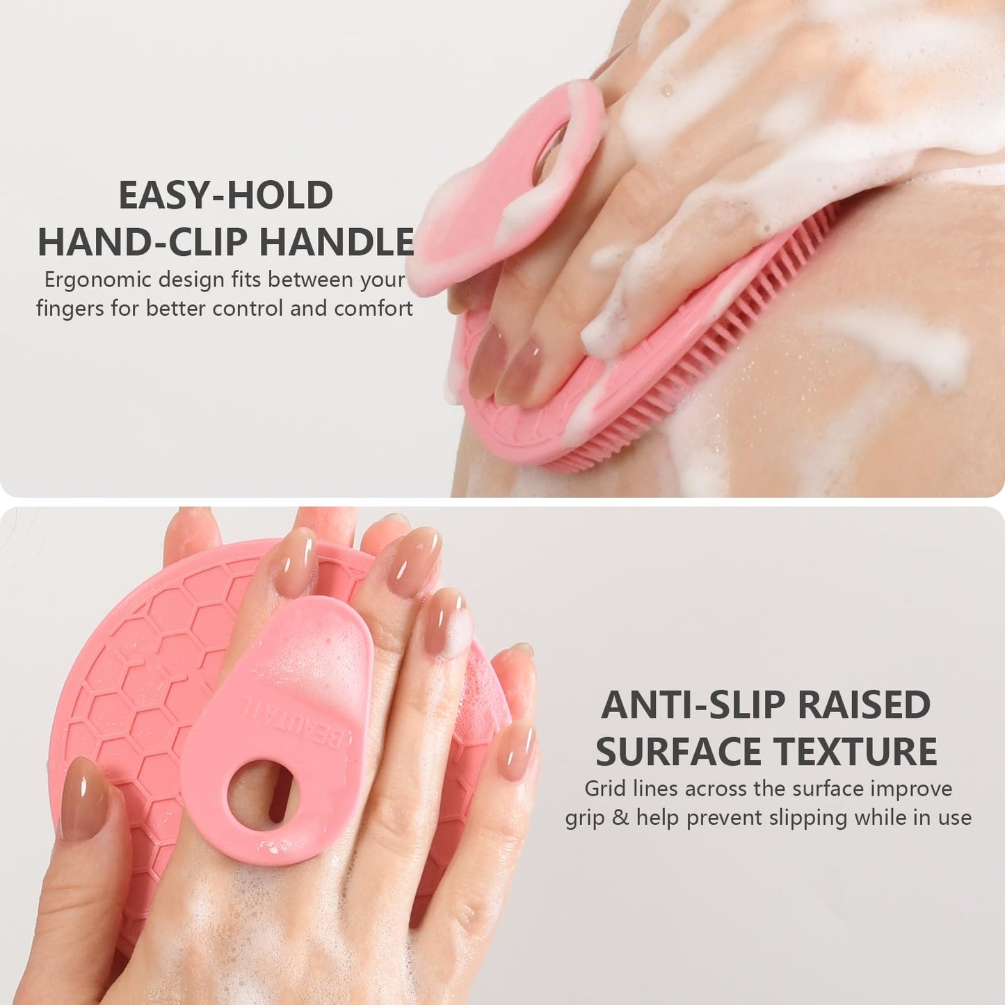 Silicone Body and Face Scrubber Set 5 Pack, BEAUTAIL Shower Bath Scrubber, Gentle Exfoliating Brush for Women Men Sensitive Skin