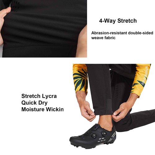 REYSHIONWA Men's Mountain Bike Pants Cycling Riding Pants MTB Waterproof Lightweight BMX Downhill Dirt Bike Pants Black