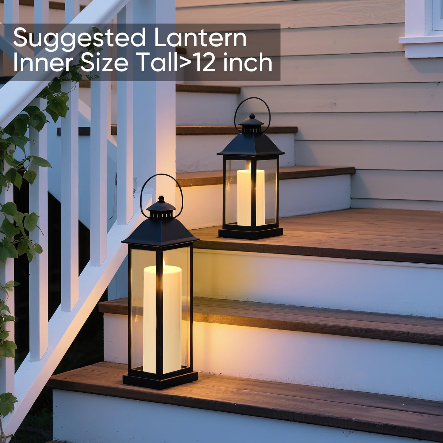 Raycare 2Pcs 4'' X 12'' Large Waterproof Outdoor Flameless Candle, Battery Operated LED Candles with Remote Control and Timer, Electric Fake Plastic Pillar Candles, Ivory