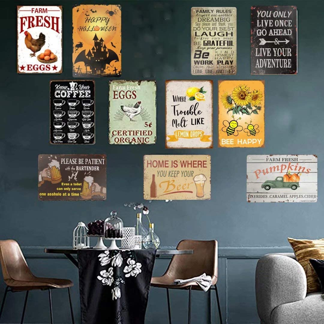 Horror Movies In This House We Love Family Dream Big Love Friday Halloween 12x8 Inch Metal Tin Sign
