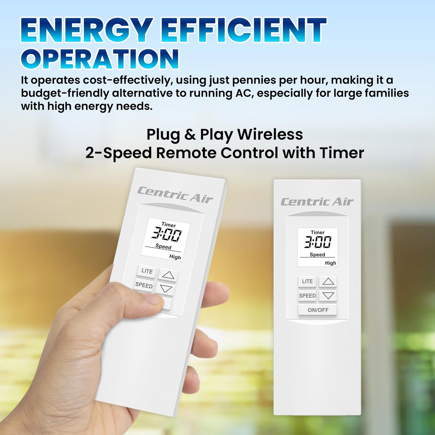 Qa-Deluxe 5500 Energy Efficient Whole House Fan - Plug & Play, 2-Speed Temperature/Timer Remote Control, Removable Grille - 10-W