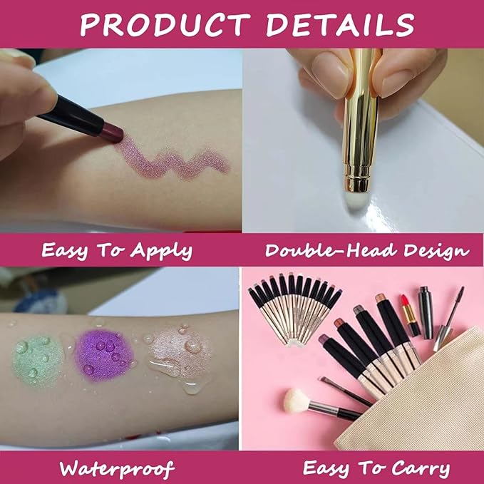 Eyeshadow stick Glitter Primer Palette Metallic Matte Shimmer Cream Eye Shadow Pencil Crayon Smooth Long Lasting Waterproof Highlighter Makeup Hypoallergenic