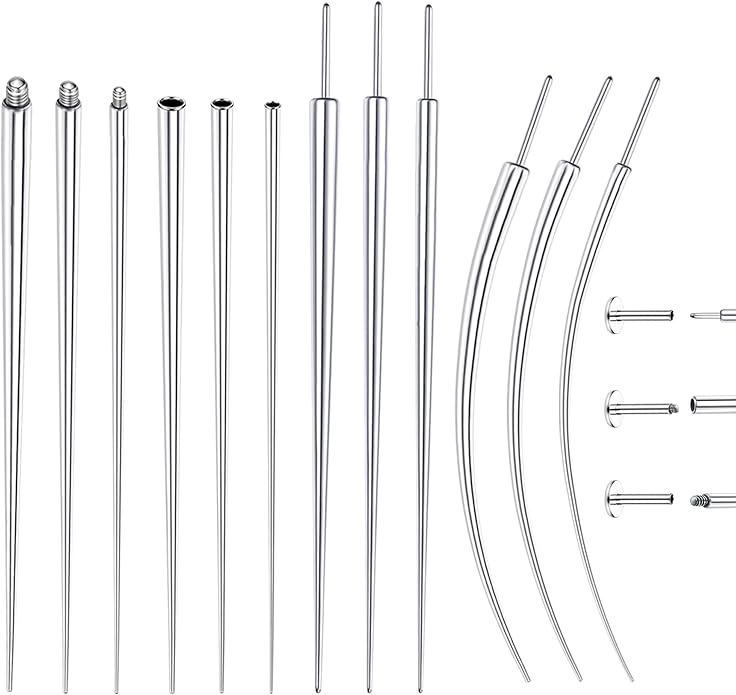 Piercing Taper Ball Grabber Tool for Changing Jewelry - 14G 16G 18G 20G Stainless Steel Flat Back Earrings Applicator Tool Threadless Insertion Pin Thread Body Piercing Kit for Ear Nose Lip