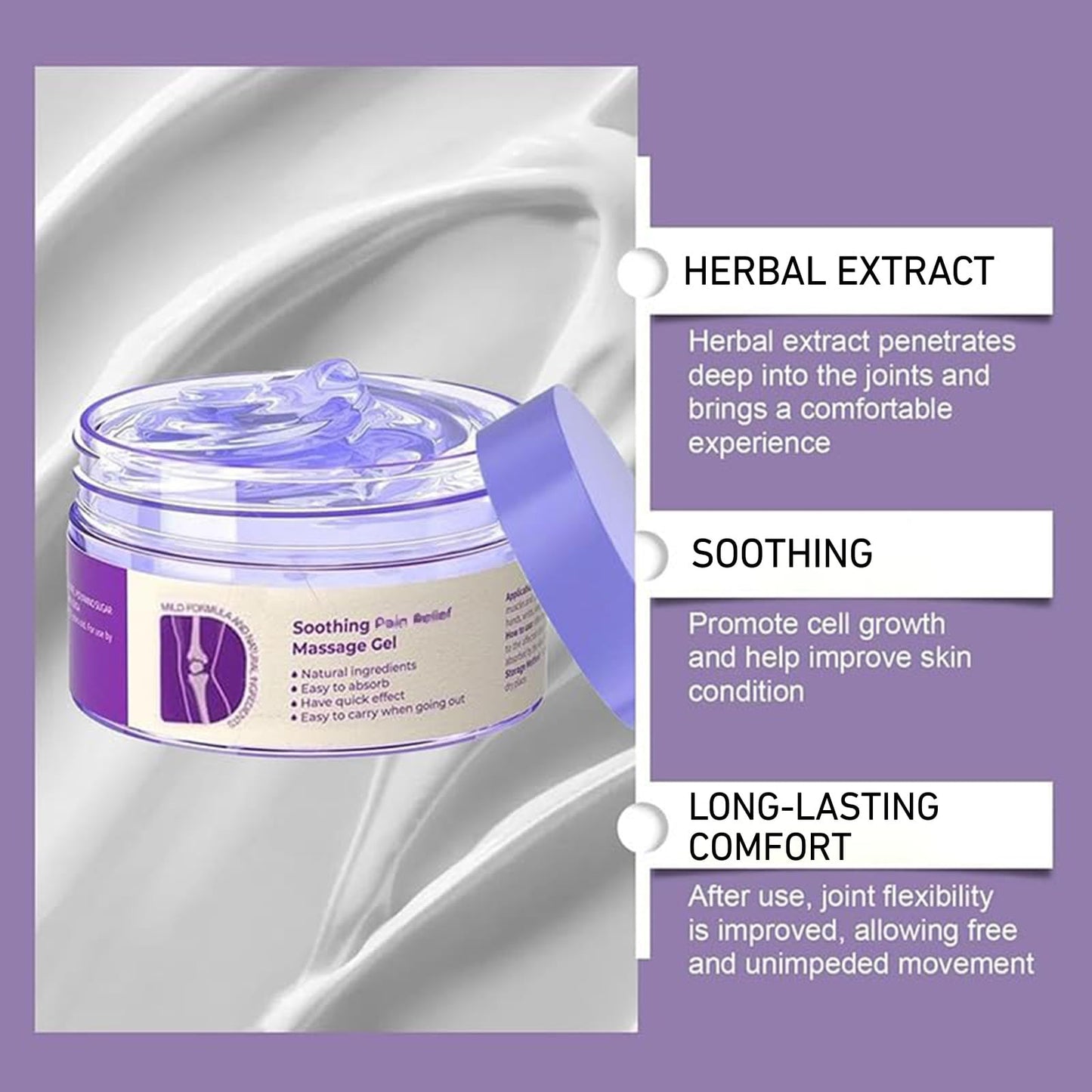 iekufes Joint Purple Gel,Soothing Massage Cream, Full-Body Joint Support for Knees, Lumbar, Neck, Hands & Feet(2PCS)