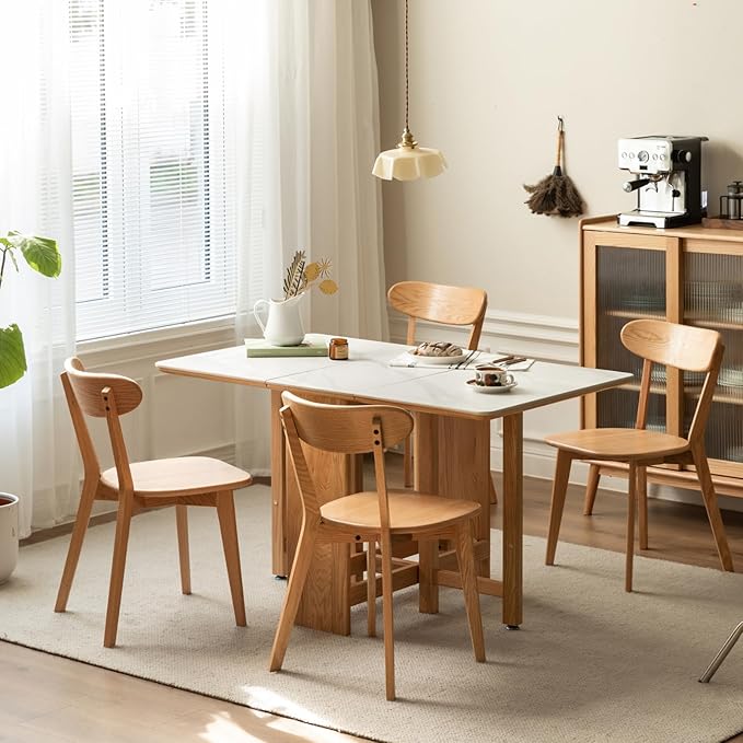 Hymus 100% Solid Oak Wood Dining Room Chairs - Practical Kitchen Chairs for Dining Room, Kitchen, Living Room (4, Natural)