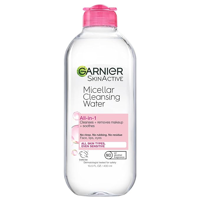 Garnier Micellar Water, Hydrating Facial Cleanser & Makeup Remover, Suitable for Sensitive Skin, Vegan, Cruelty Free, 13.5...