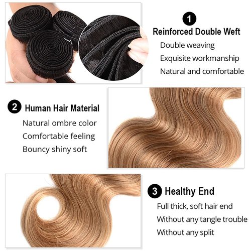 1B27 Ombre Blonde Bundles Human Hair Body Wave Bundles 24 26 28 Inch Blonde Body Wave Bundle Human Hair Extensions Unproceesed Virgin Hair 100 Gram Per Bundle 3 Bundle JGOY1b27BB242628