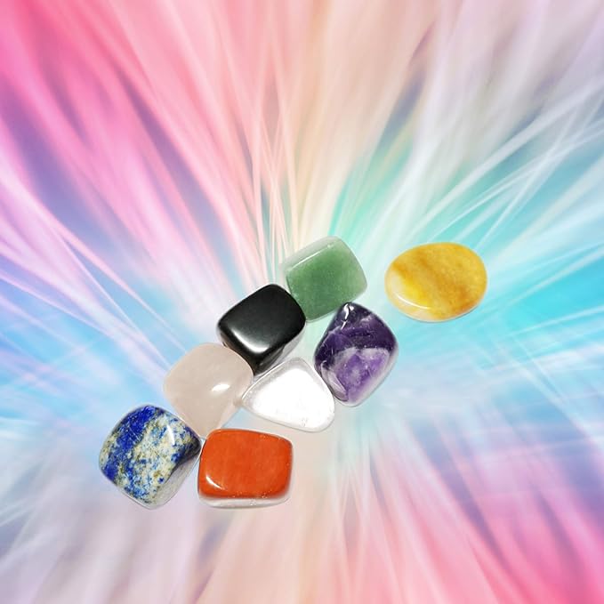 Chakra Stones Healing Crystals Set of 8, for Crystal Healing Meditation, Reiki or As Worry Stones or Palm Stones Thumb Stones and Crystal Therapy