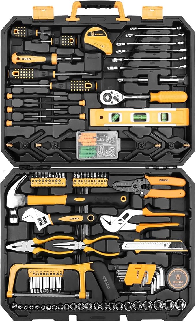 DEKOPRO 228 Piece Socket Wrench Auto Repair Tool Combination Package Mixed Tool Set Hand Tool Kit with Plastic Toolbox Sto...