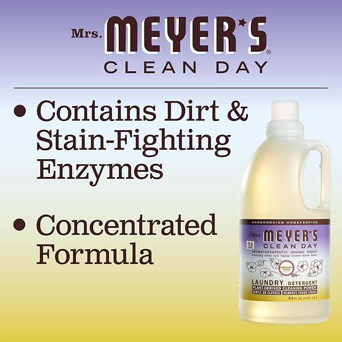 MRS. MEYER'S CLEAN DAY Liquid Laundry Detergent, Biodegradable Formula Infused with Essential Oils, Compassion Flower, 64 oz (64 Loads) (Pack of 4)
