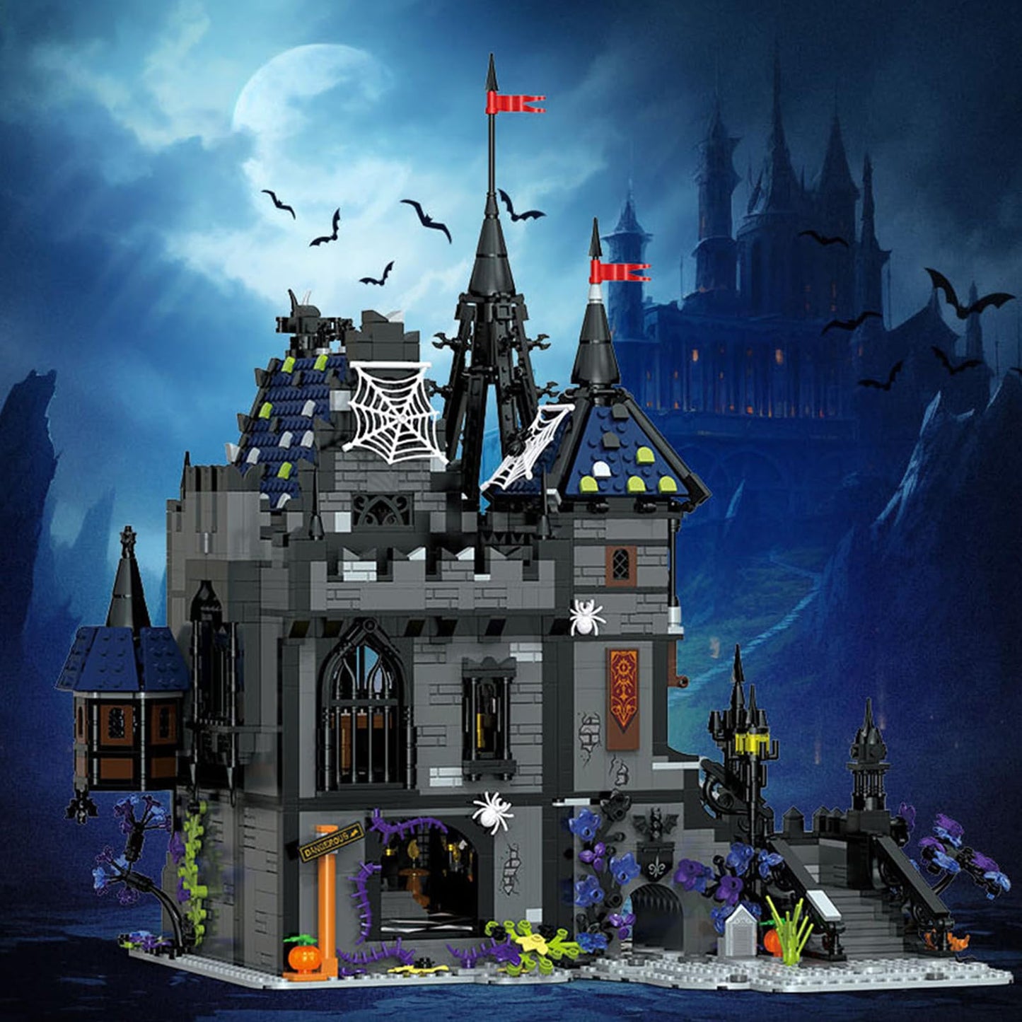 AOUHMN Halloween Vampire Bat House: Dracula's Castle Building Set for Adult, Buildable a Halloween Atmosphere Gift Idea & Room Decor, Horror Fantasy Model for Collectible and Display, (3007 Pcs)