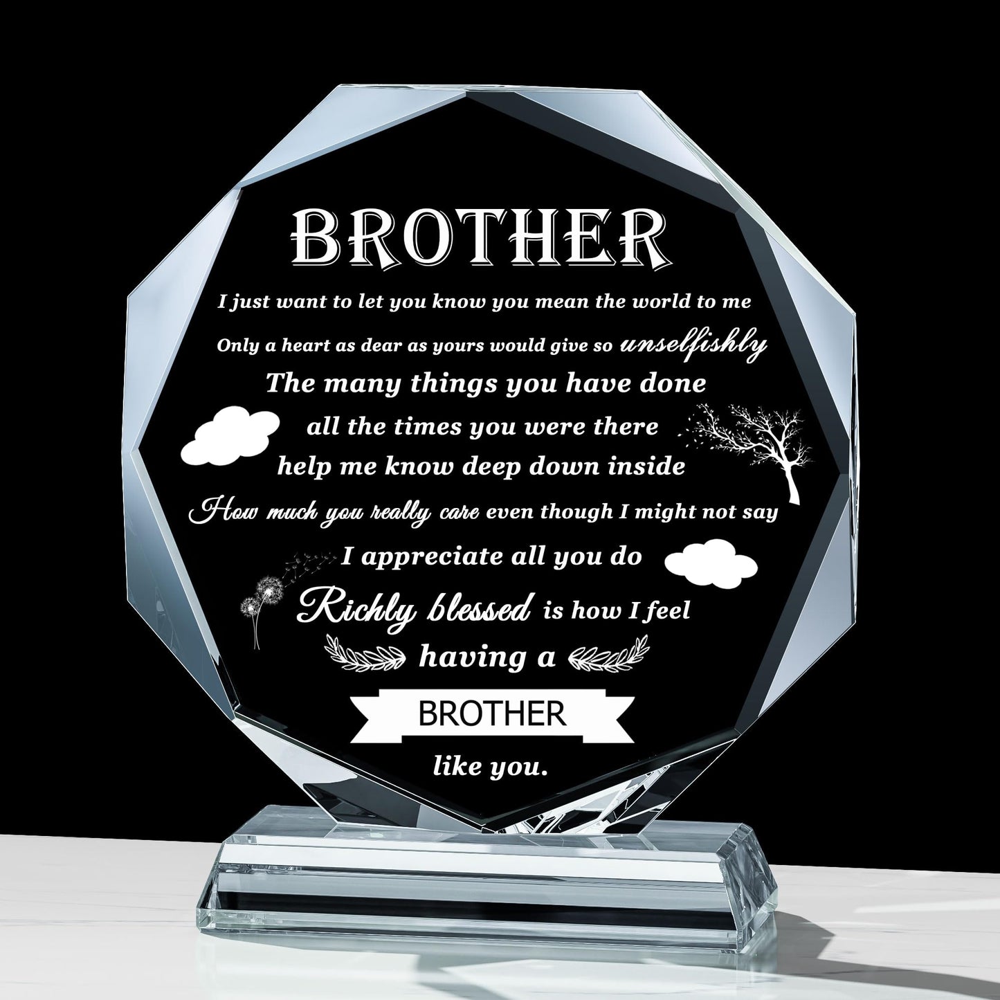 Gifts for Brother Crystal Brother Gifts From Sister Birthday Gifts for Brother Crystal Keepsake for Birthday Father's Day, Valentine’s Day, and Christmas.