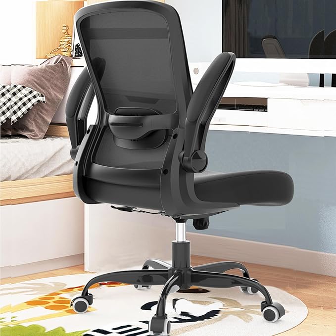 Mimoglad Ergonomic Office Chair - BIFMA Certified, Flip-up Armrests & 135° Recline, Adjustable Lumbar Support - Space-Savi...
