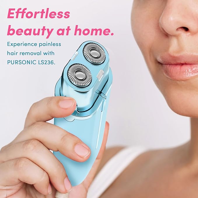 PURSONIC Electric Shaver for Women - Painless Facial Hair Remover, Bikini & Pubic Trimmer, Epilator