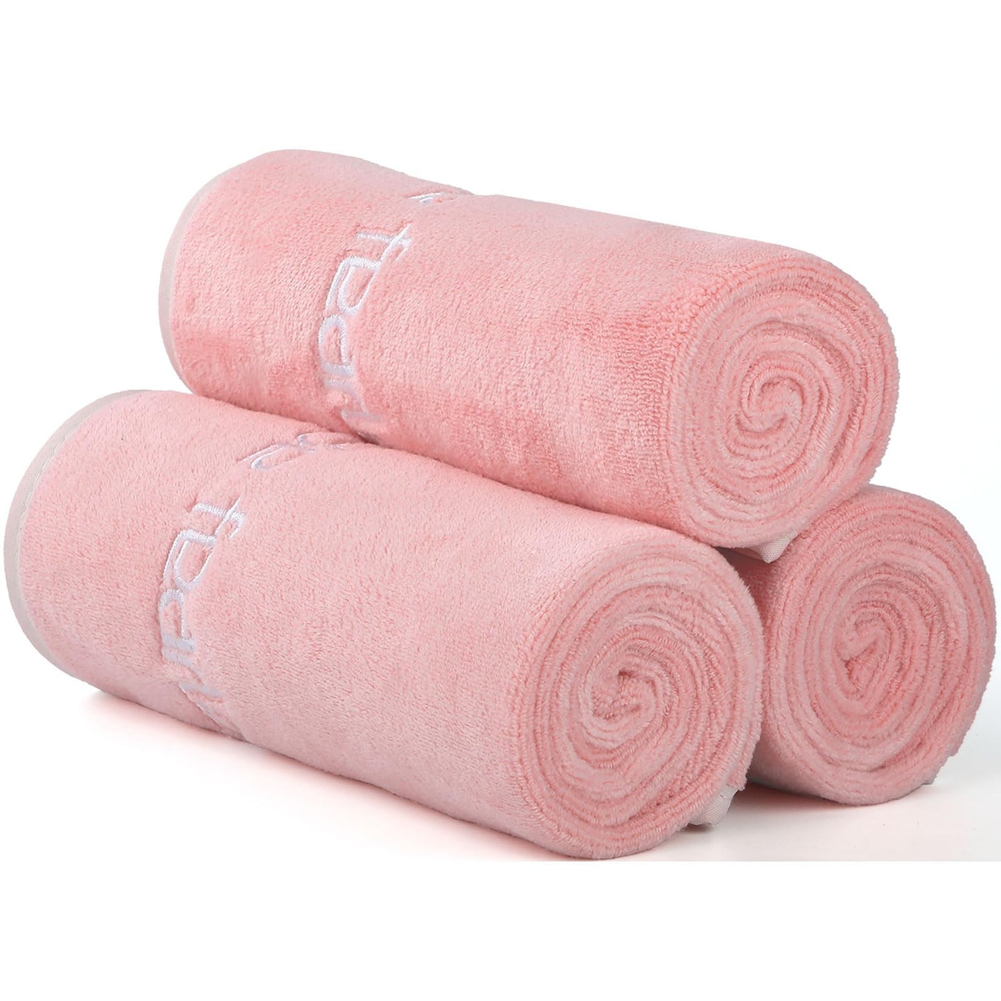 Wuwahold Microfiber Gym Towels Bigger Size Super Soft for Exercise Fitness, Sports, Workout, 380-GSM 15-Inch x 31-Inch Quick-Drying Towels (3 Pack, Pink)