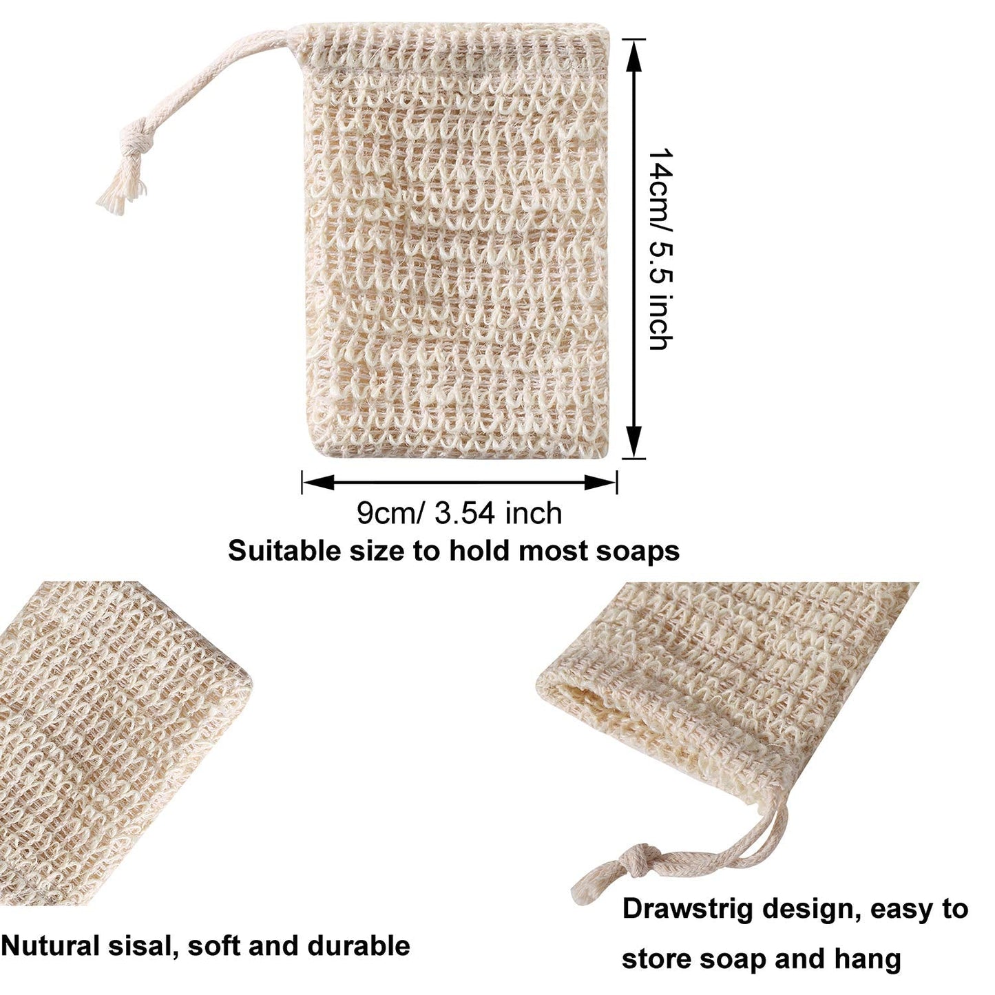 Trounistro 30 Pack Soap Exfoliating Bag Pouch Soap Saver Natural Ramie Soap Bag Hand Made Soap Bag Mesh Soap with Drawstring for