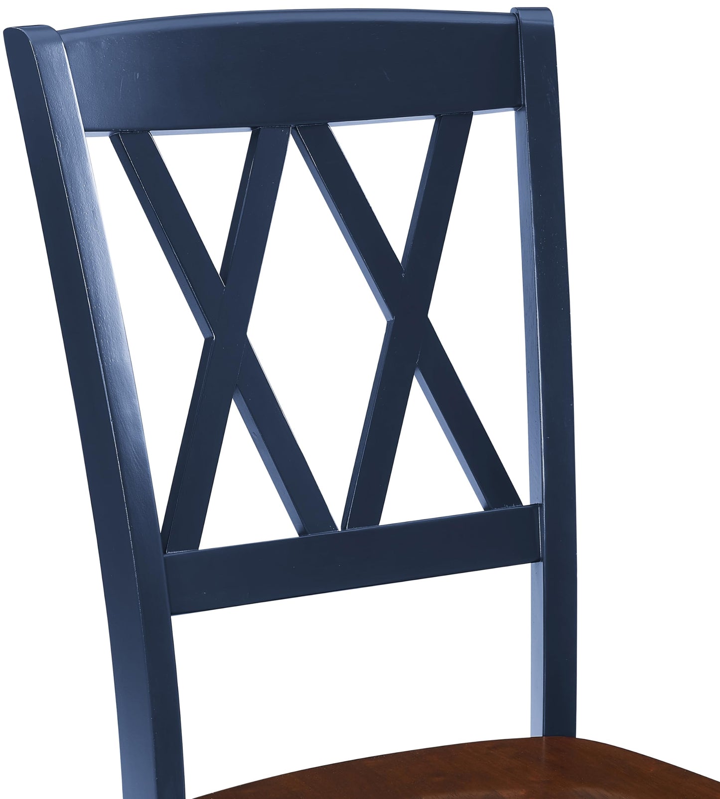 Crosley Furniture Shelby Traditional Wood X-Back Dining Room Chairs Set of 2, Kitchen Chair, Navy