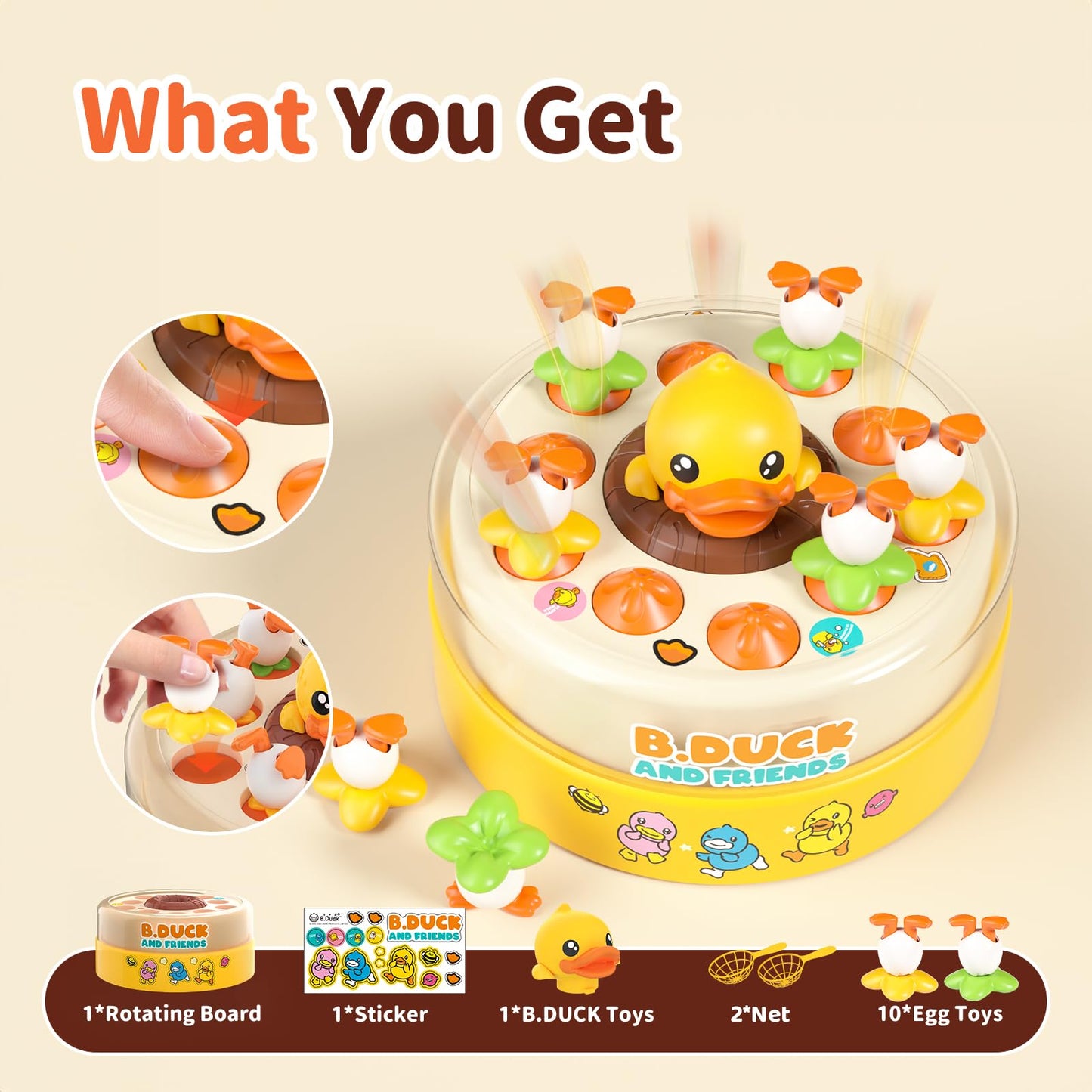 BLF FUN B.Duck Games for Kids Age 4-6, Board Games Bounce and Catch Duck Toys for Kids 4-8, Family Board Games for 5-7 Boys Girls, Birthday Gifts Christmas Party Games for Toddlers 3-5