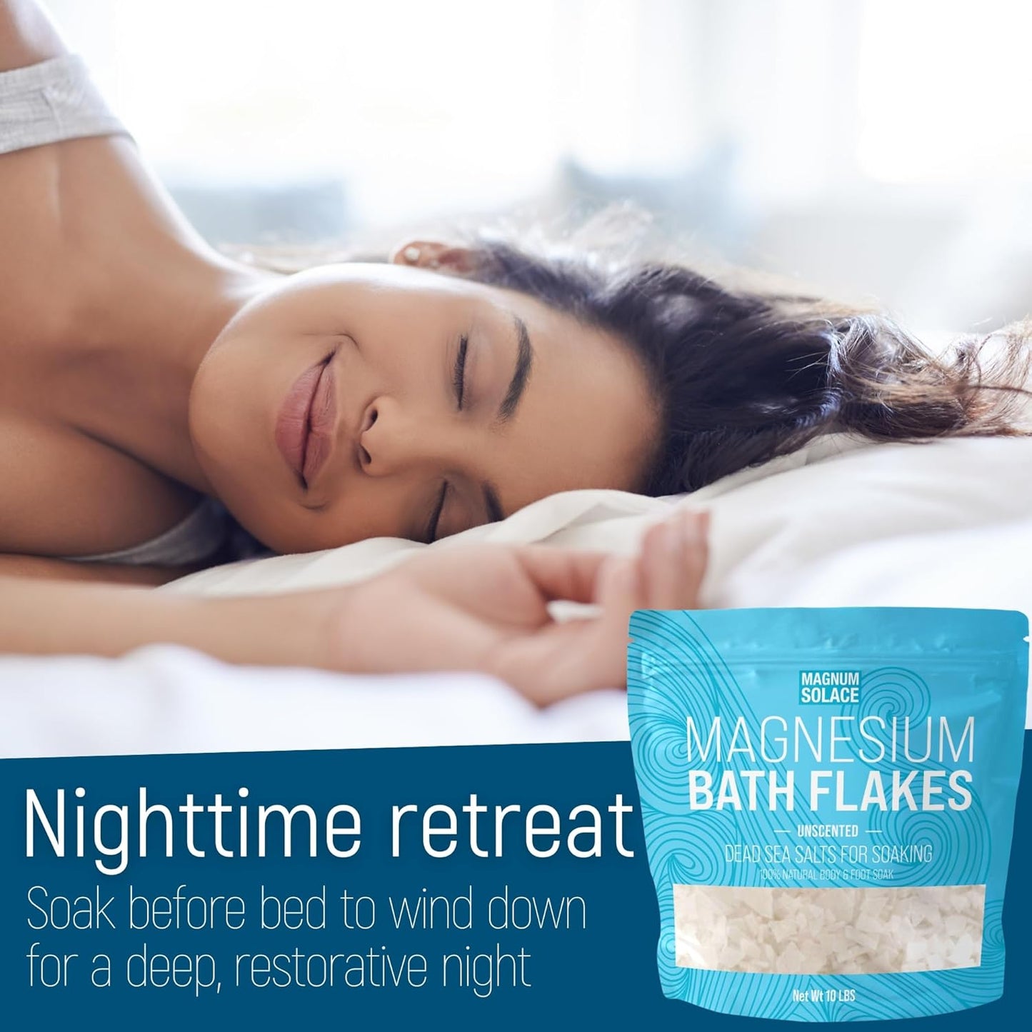 Magnesium Flakes for Bath 10 LBS, Plus Nighttime Magnesium Cream - Inside The Bag, Lavender