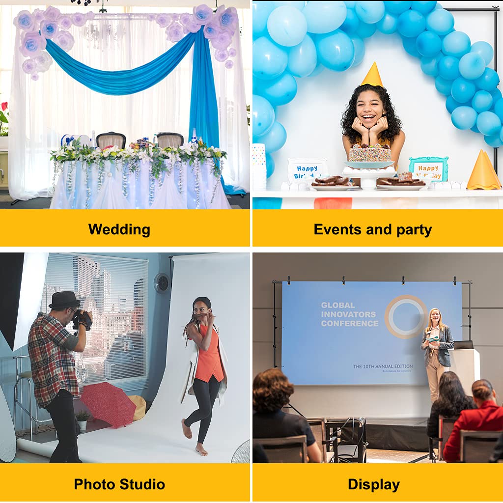 CPLIRIS Backdrop Stand for Parties, 8.5x10ft Adjustable Background Support System for Events Decoration, Baby Shower, Photography with Spring Clamps, Backdrop Clip, Sandbag and Carrying Bag